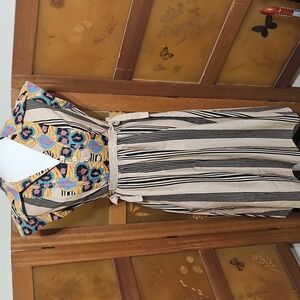 Vintage Floral Striped Dress